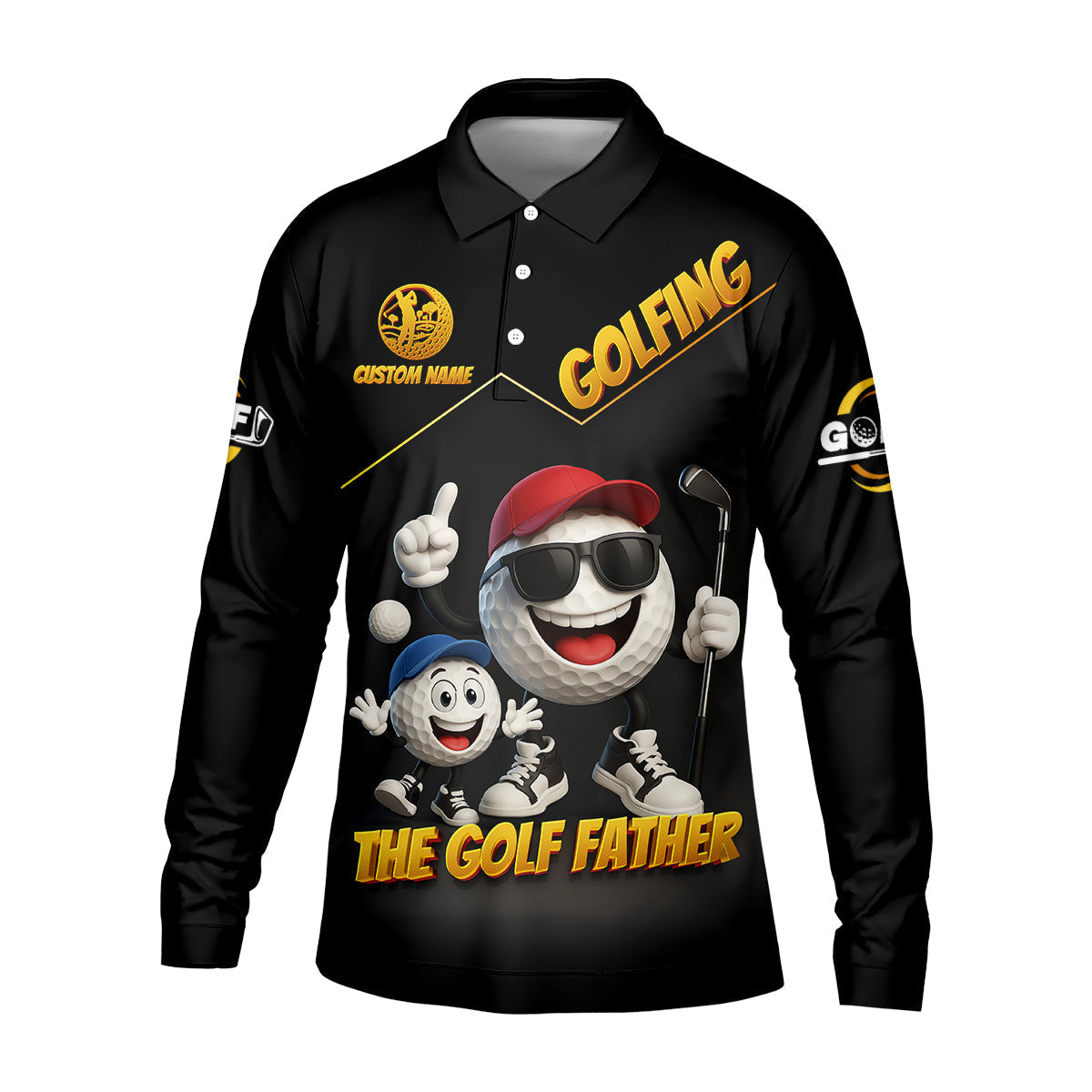 The Golf Father Custom Men's Golf Polo ShirtDad Golf Gift, Christmas Golf Gift