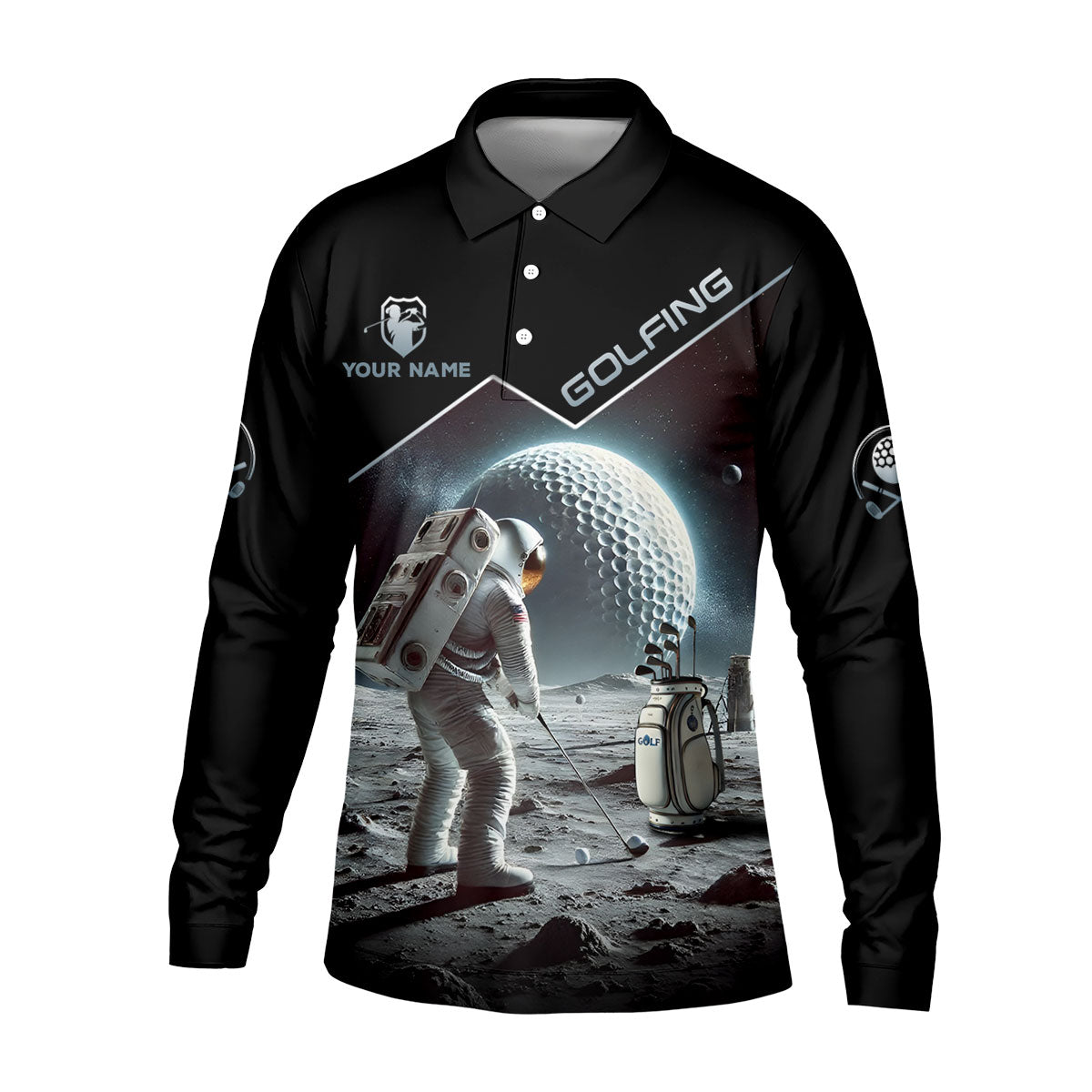 Outer Space Personalized Funny Men's Golf Polo ShirtChristmas Golf Gift