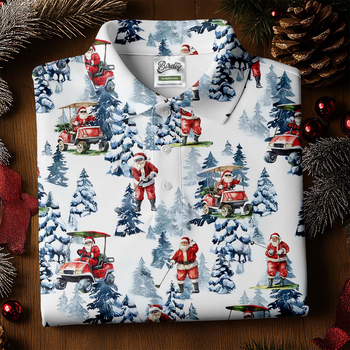 Santa Golfing Women's Golf Tops, Funny Golf Shirts Women, Christmas Golf Shirt, Golf Lover Xmas Gift