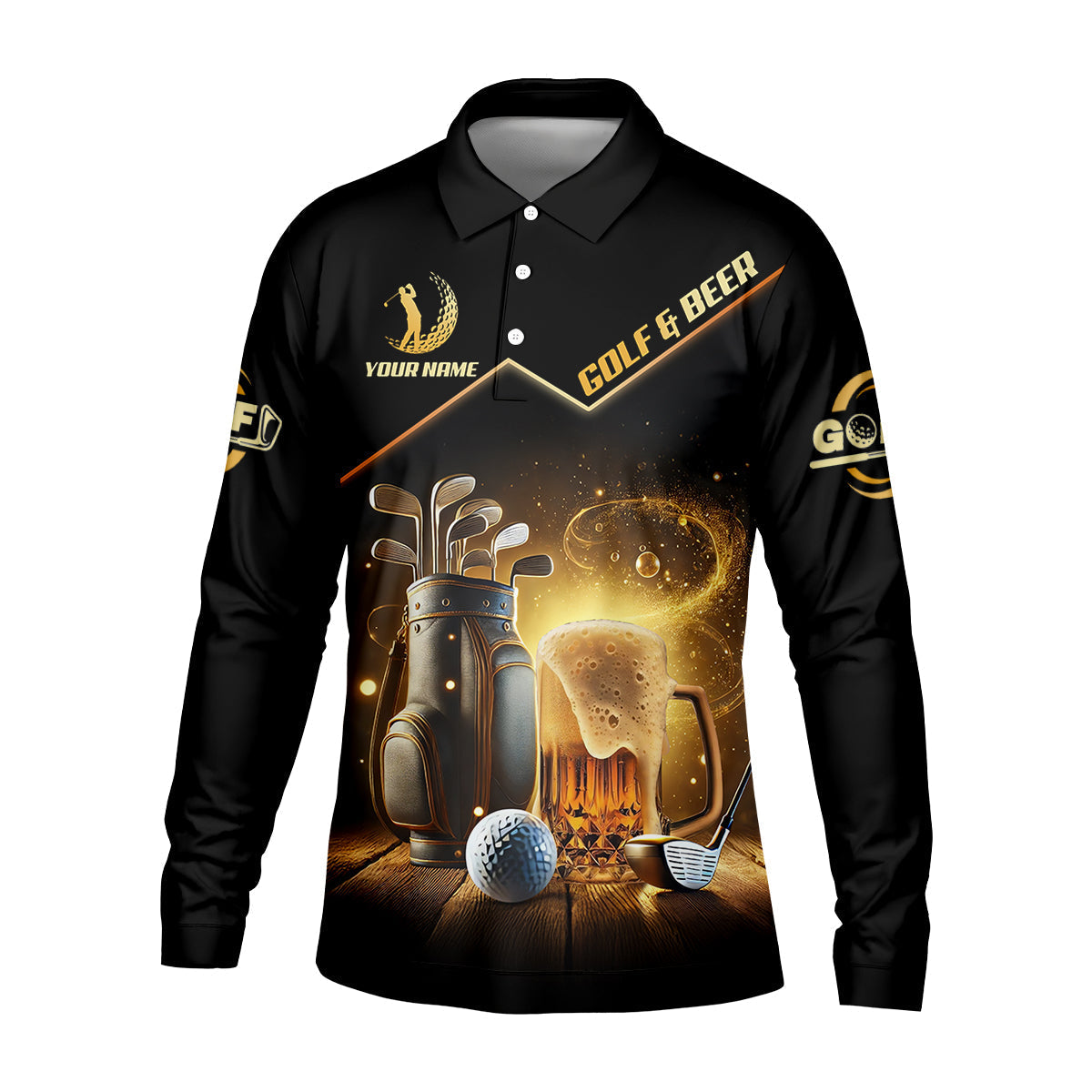 Golf And Beer Custom Men's Golf Polo ShirtBeer Golf Shirt, Gift For Golfers
