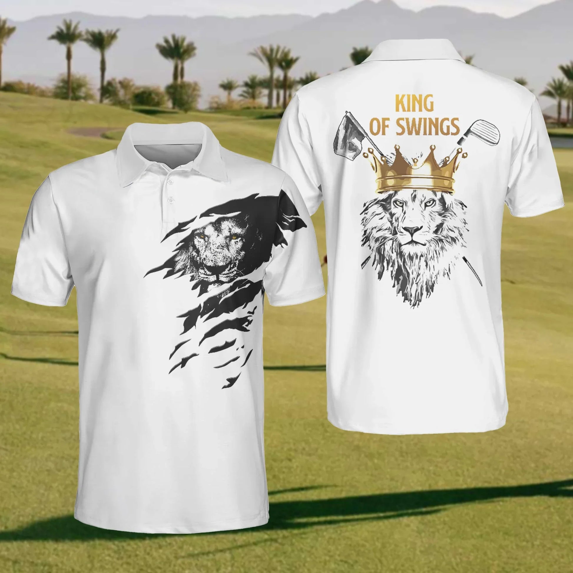 King Of Swing Mens Golf Polo ShirtMens Golf Gift, Mens Golf Shirt