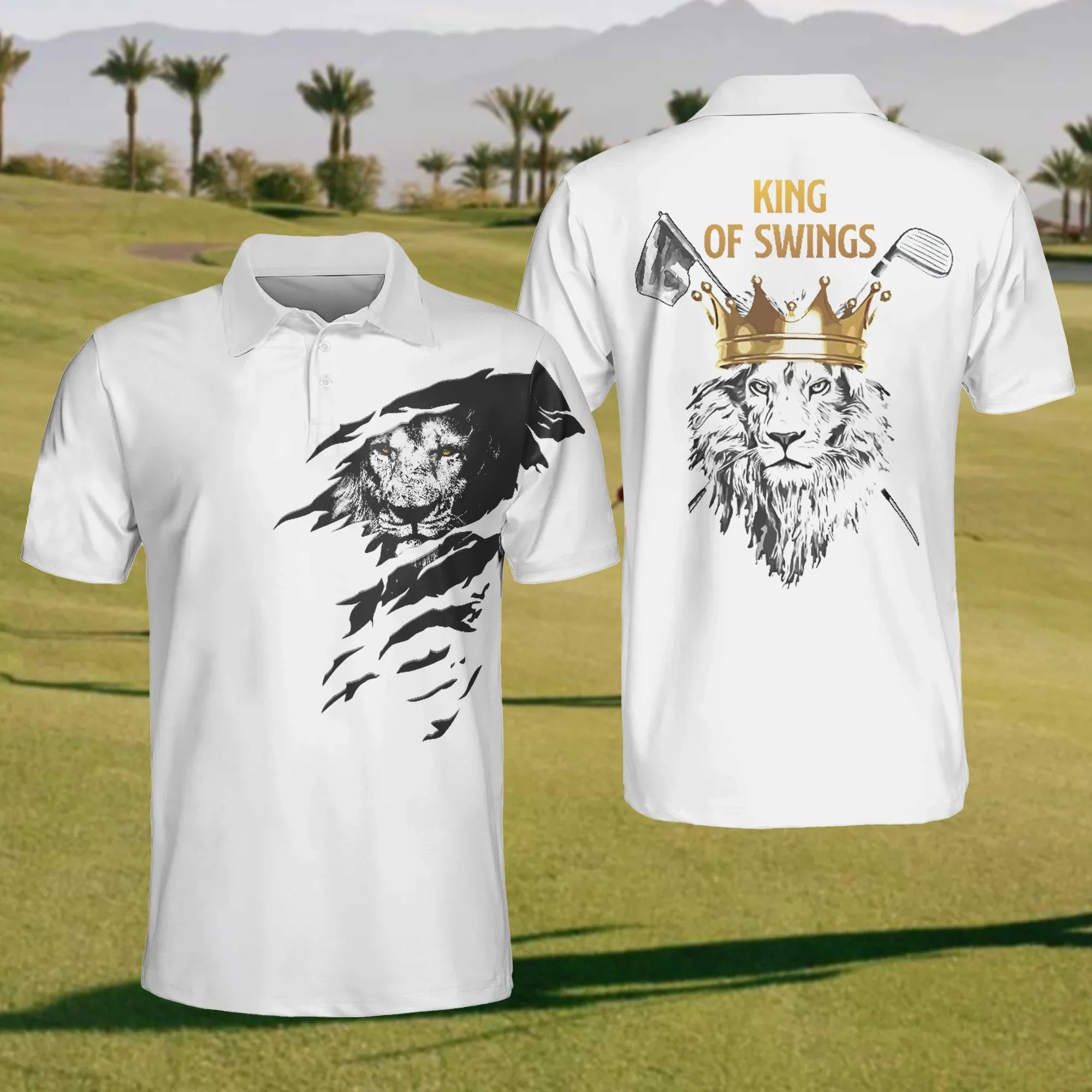 King Of Swing Mens Golf Polo ShirtMens Golf Gift, Mens Golf Shirt