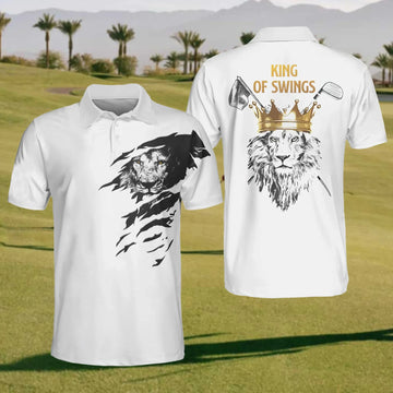 King Of Swing Mens Golf Polo ShirtMens Golf Gift, Mens Golf Shirt