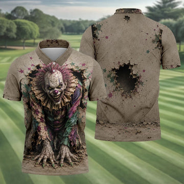 Halloween Purple Horror Character Golf Shirt, Golf Apparel For Men, Printed Golf Shirts