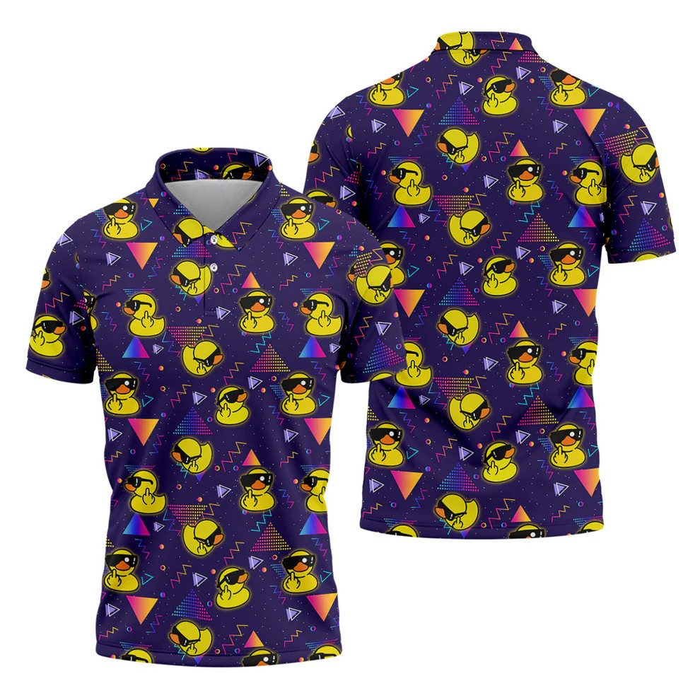Funny Yellow Duck Sunglasses Golf Shirt, Men's Golf Shirt, Cute Golf Outfit, Polo Shirts For Men