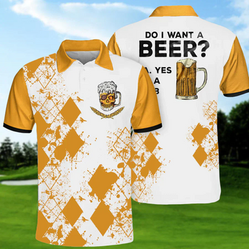 Do I Want A Beer Mens Golf Polo ShirtMens Golf Gift, Funny Golf Shirt