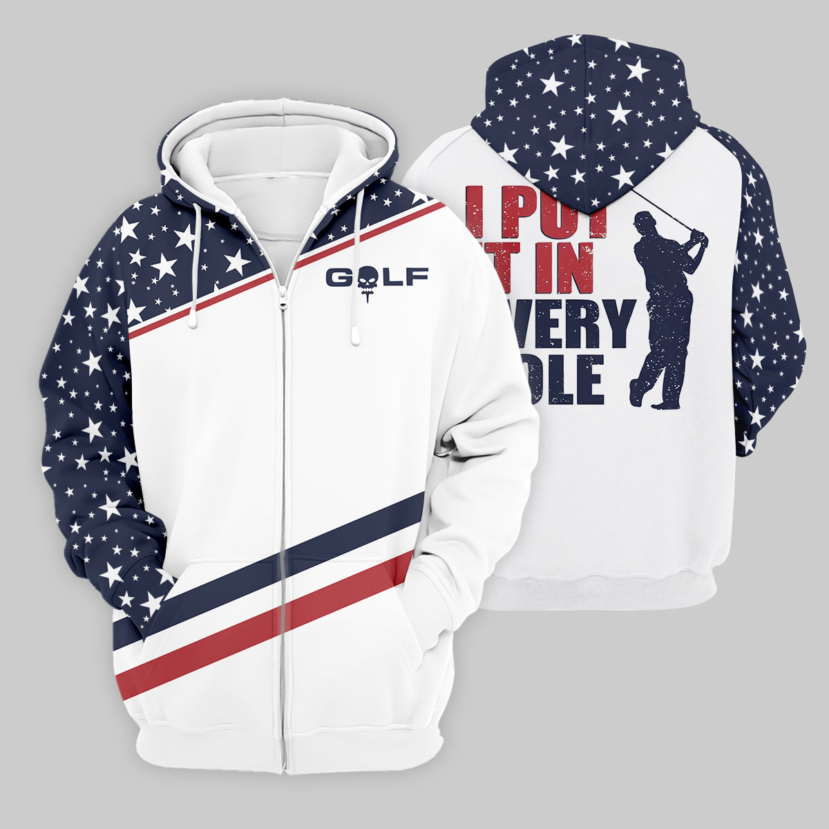 I Put It in Every Hole Mens Golf Polo ShirtMens Golf Gift, Funny Golf Shirt, America 250 Anniversary Golf Shirt