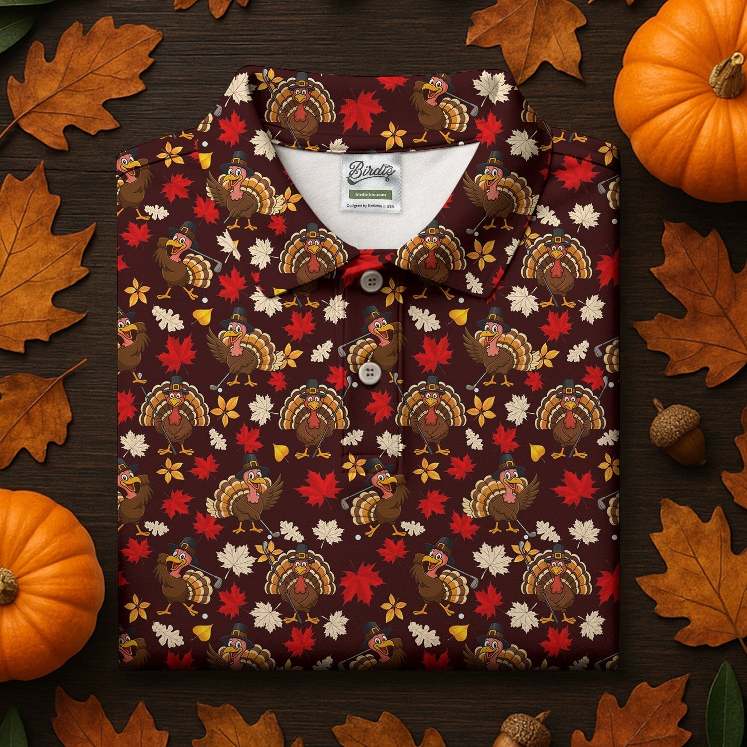 Funny Thanksgiving Turkey Golf Pose Women Golf Top, Ladies Golf Polos, Golf Gifts For Women