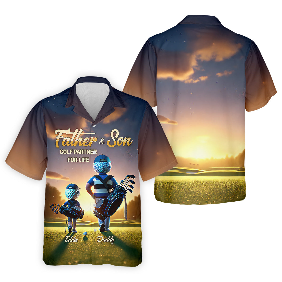 Father And Son Golf Partner For Life Custom Men's Golf Polo ShirtDad Golf Gift, Christmas Golf Gift