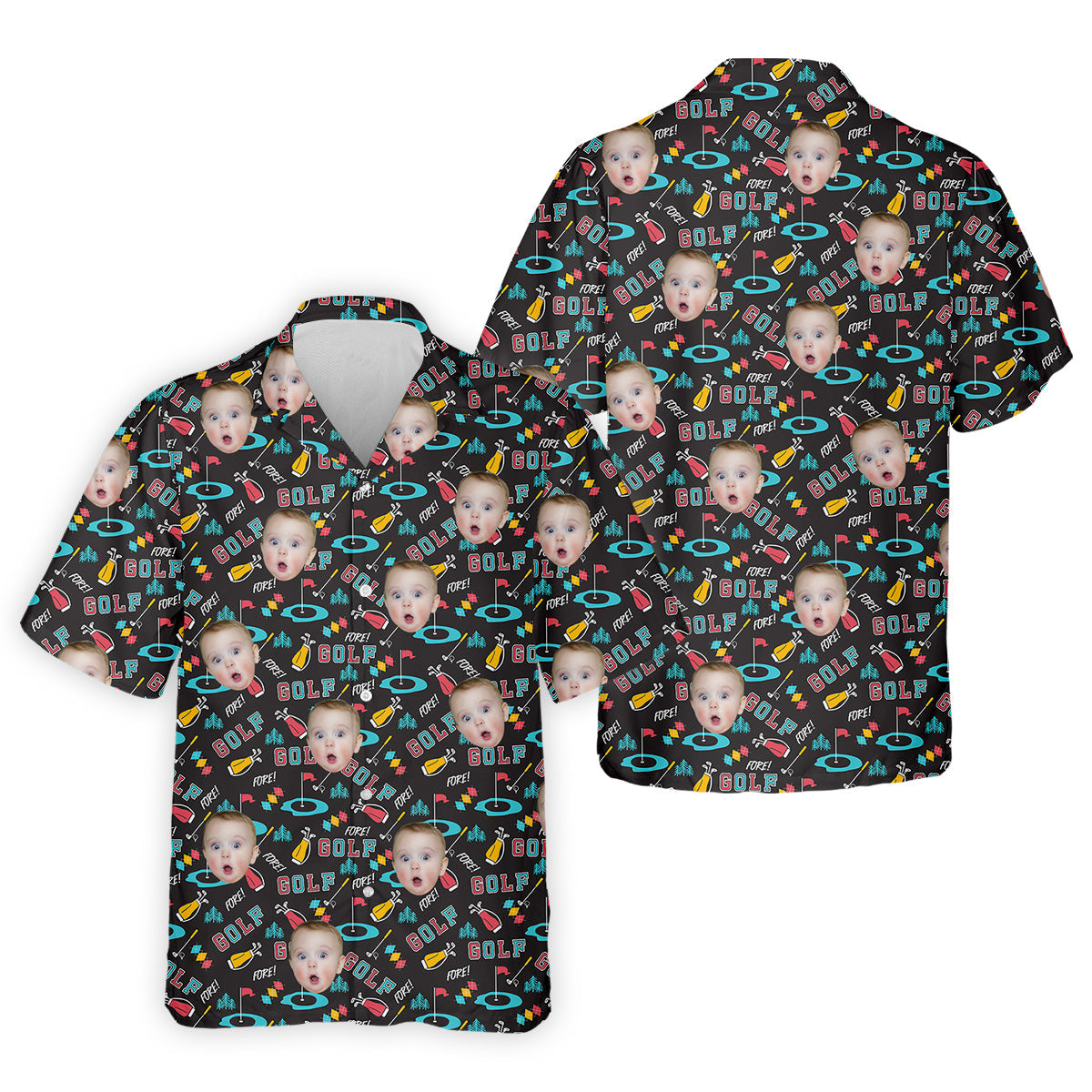 Custom Shirts With Faces, Funny Golf Polo ShirtGifts For The Golfing Dad, Golf Gift For Dad