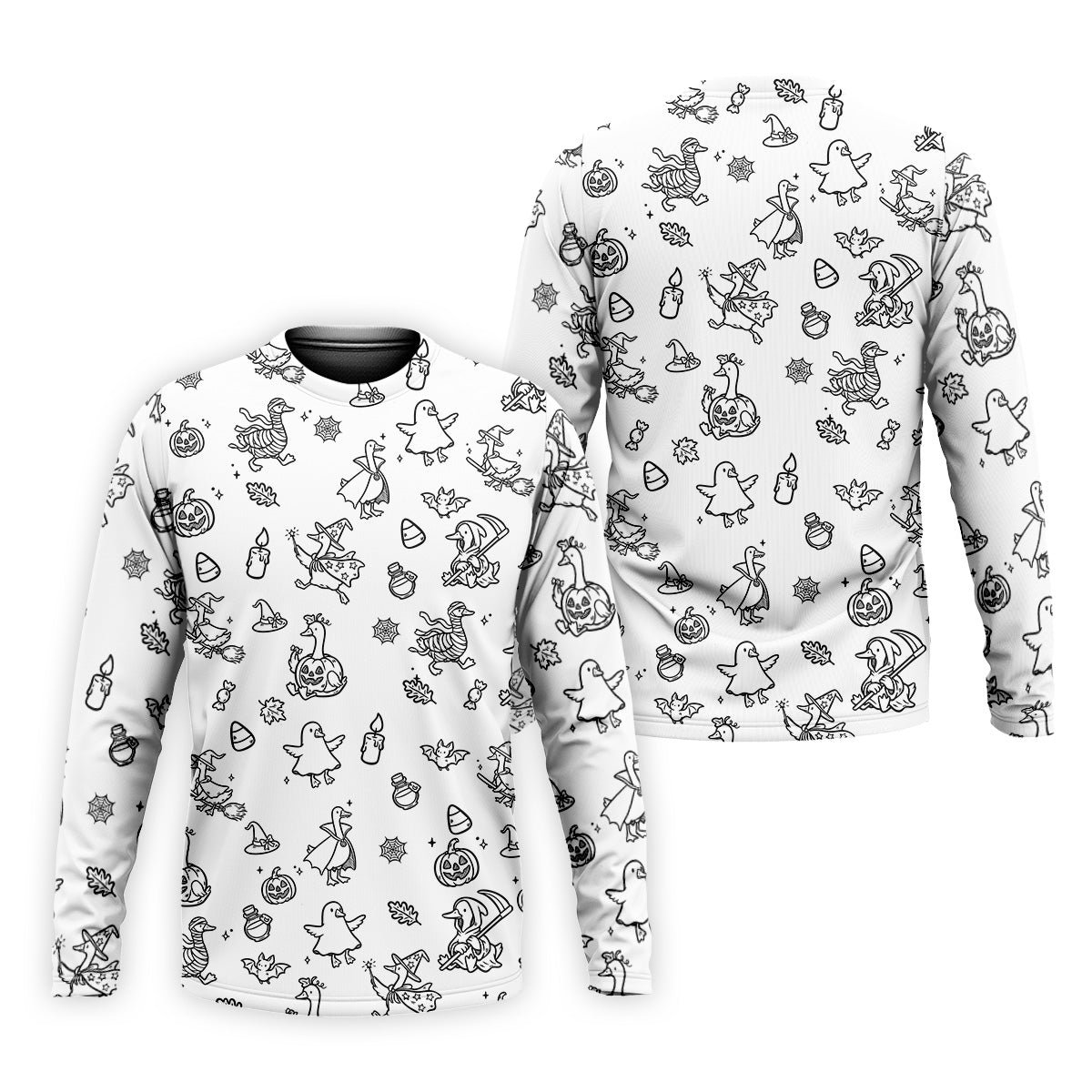 Goose Halloween, Doodle Pattern, Black And White Golf Polo, Mens Funny Golf Shirts, Long Sleeve Golf Shirts, Men Golf Polo