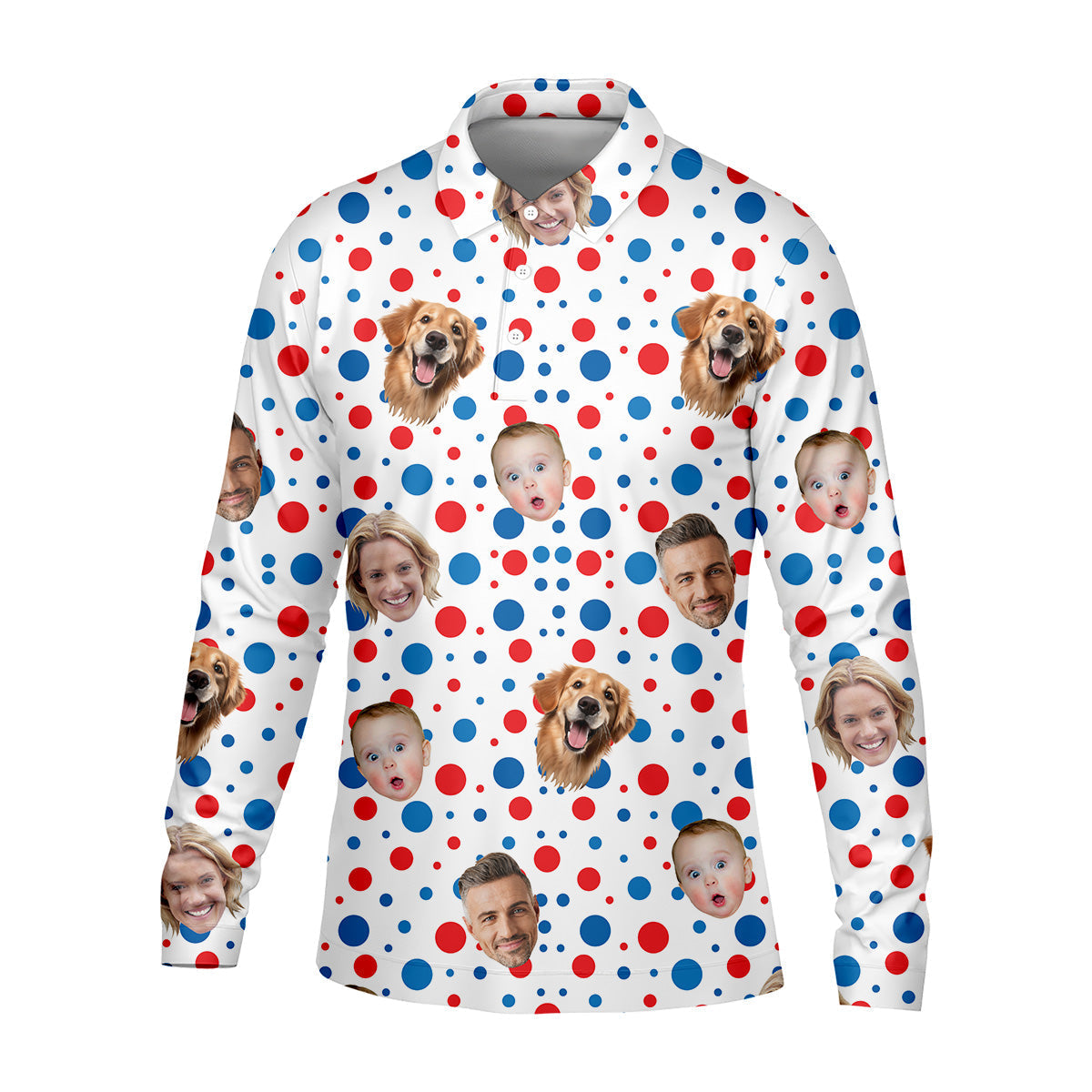 Custom Independence Days Shirts With Faces, Men's Fourth Of July Shirt, Men's Golf Polo Shirt