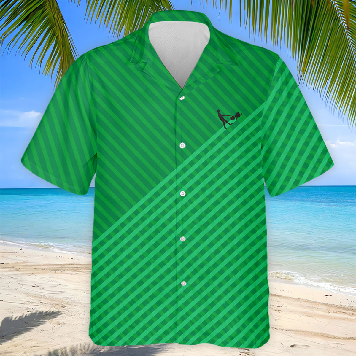 Lawn Mower Green Cross Stripe Father's Day Golf Shirt, Polo Shirt Men, Golf Gift For Dad