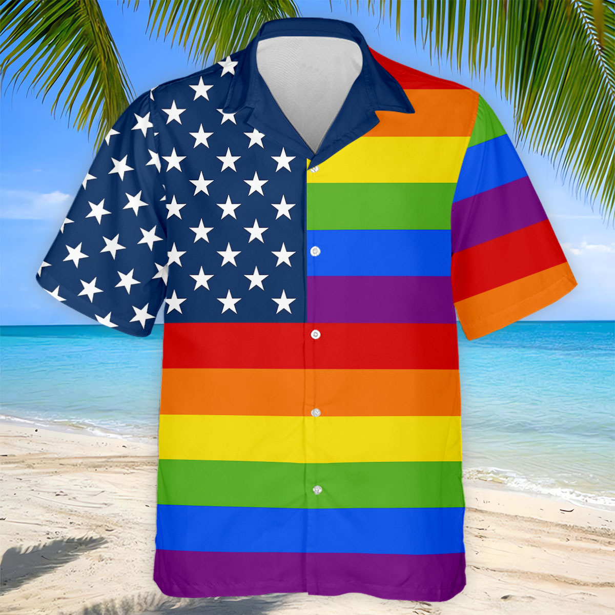 Gay Pride American Flag Golf Tops For Men, Pride Month Golf Shirts For Men