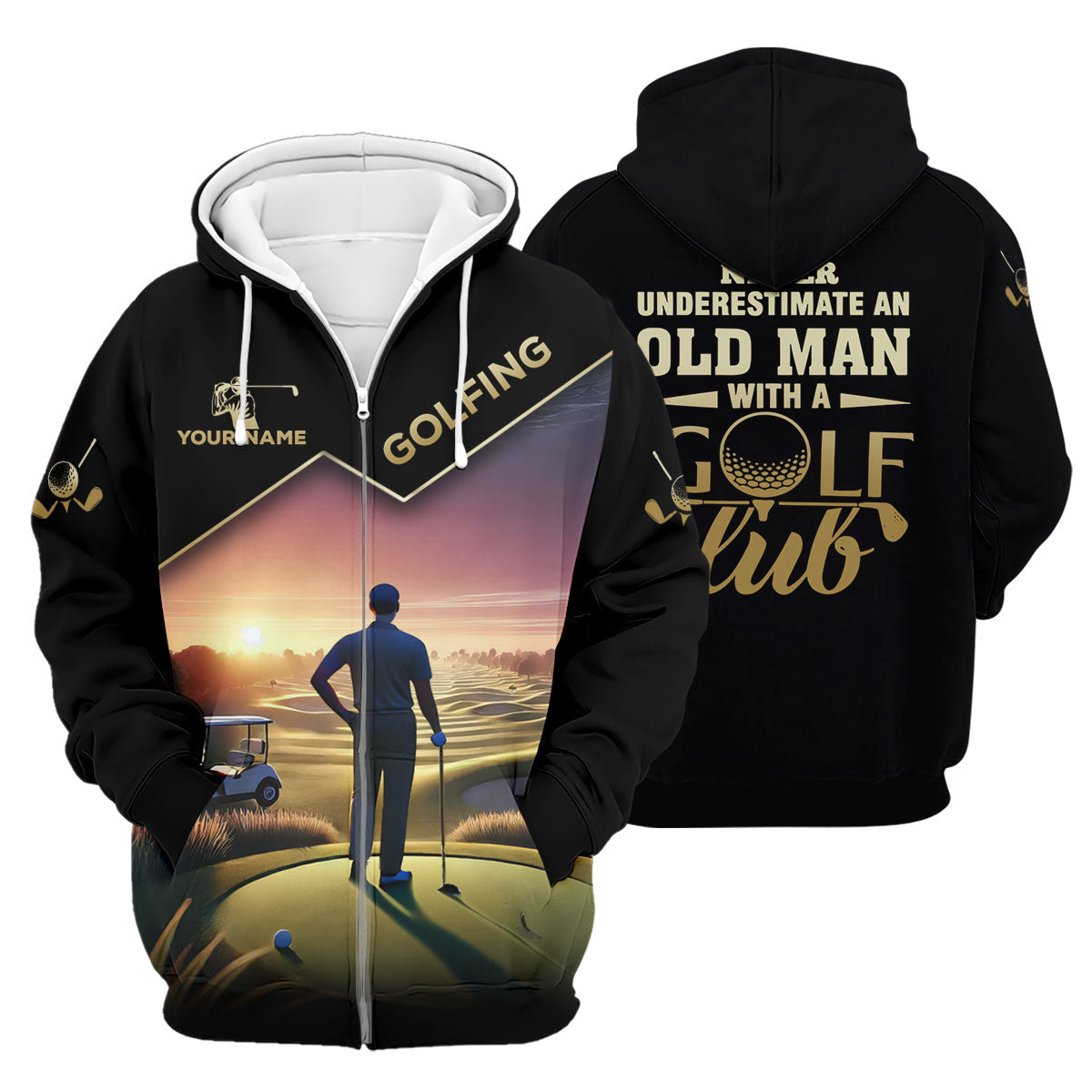 Never Underestimate An Old Man Personalized Men's Golf Polo ShirtChristmas Golf Gift
