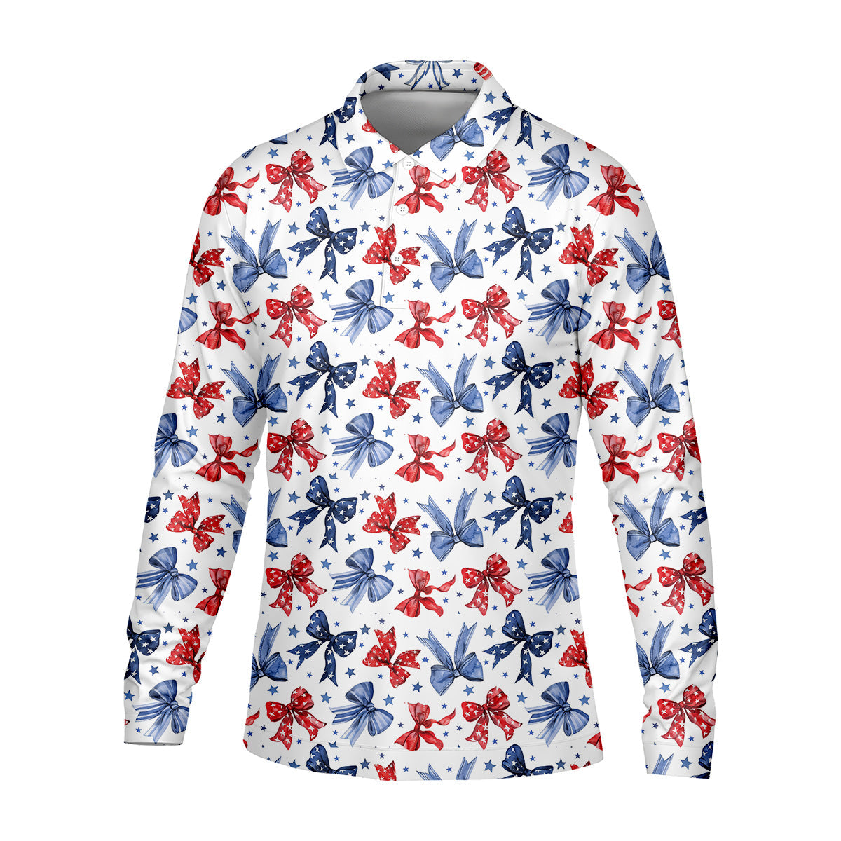 Red White & Blue Bows Shirt, Men's 4th Of July Shirts, Funny Mens Golf Polo ShirtGift For Golfing Dad