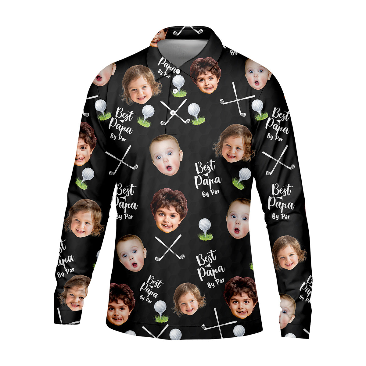 Best Papa By Par Black Custom Photo Golf Shirt, Funny Golf Shirt, Christmas Golf Gift