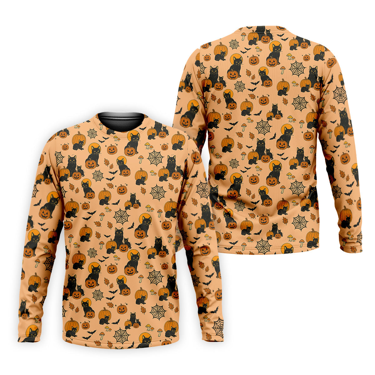 Black Cat Pumpkin Halloween Golf Shirt, Orange Golf Shirt, Mens Golf Polo Shirt Golfing Apparel