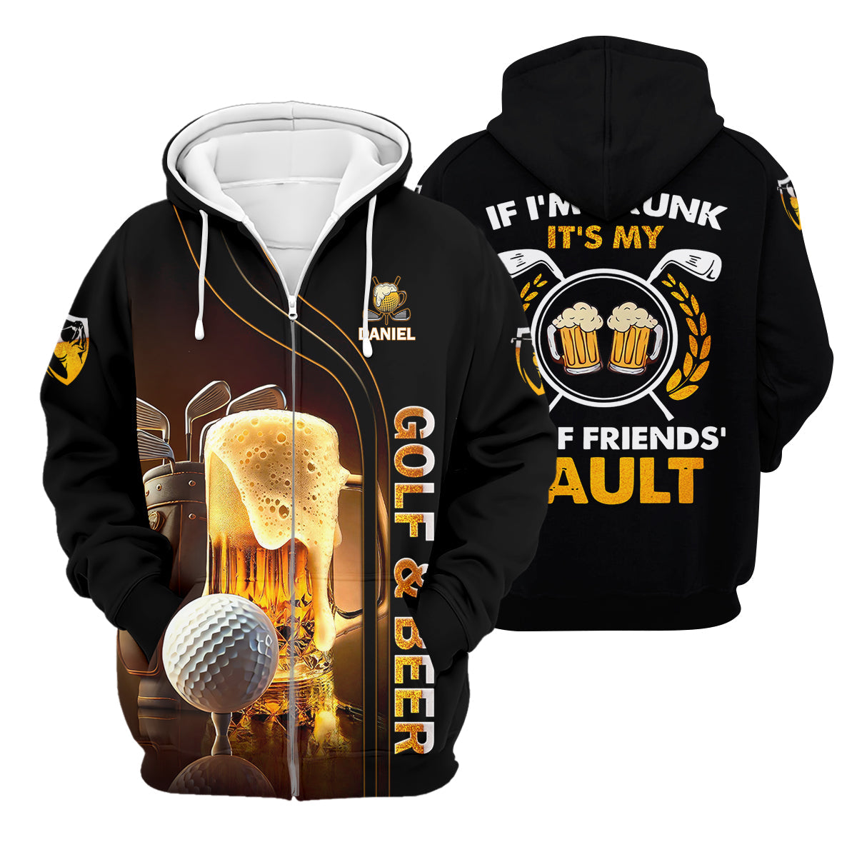 If I'm Drunk It's My Golf Friend's Fault Custom Funny Golf Polo ShirtDad Golf Gifts