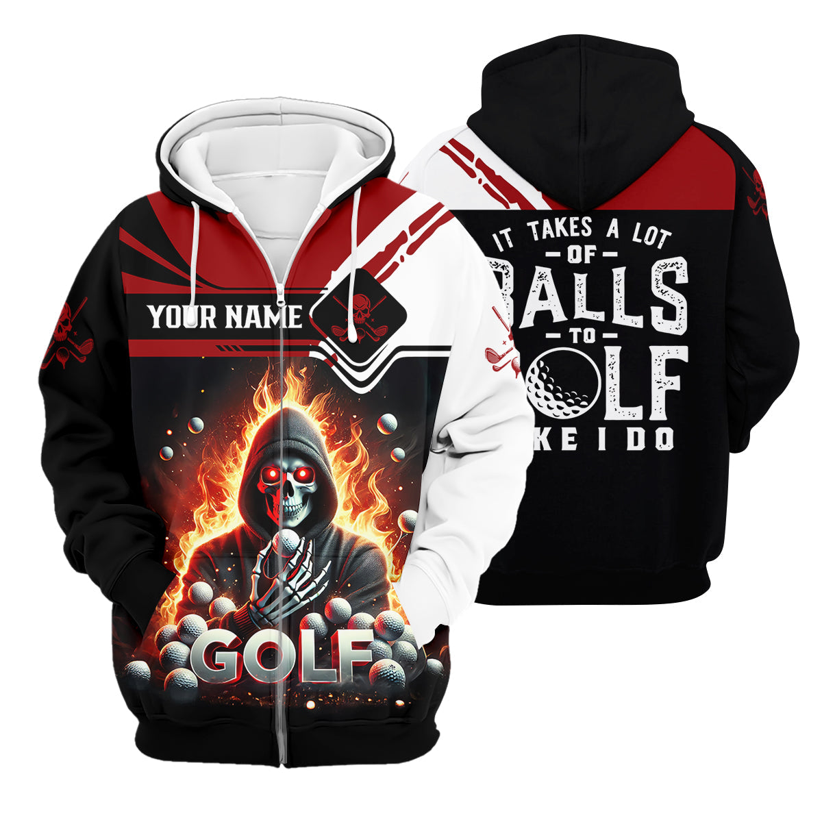 It Takes A Lot of Balls to Golf Like I Do Custom Funny Skull Golf Polo Shirtad Golf Gifts