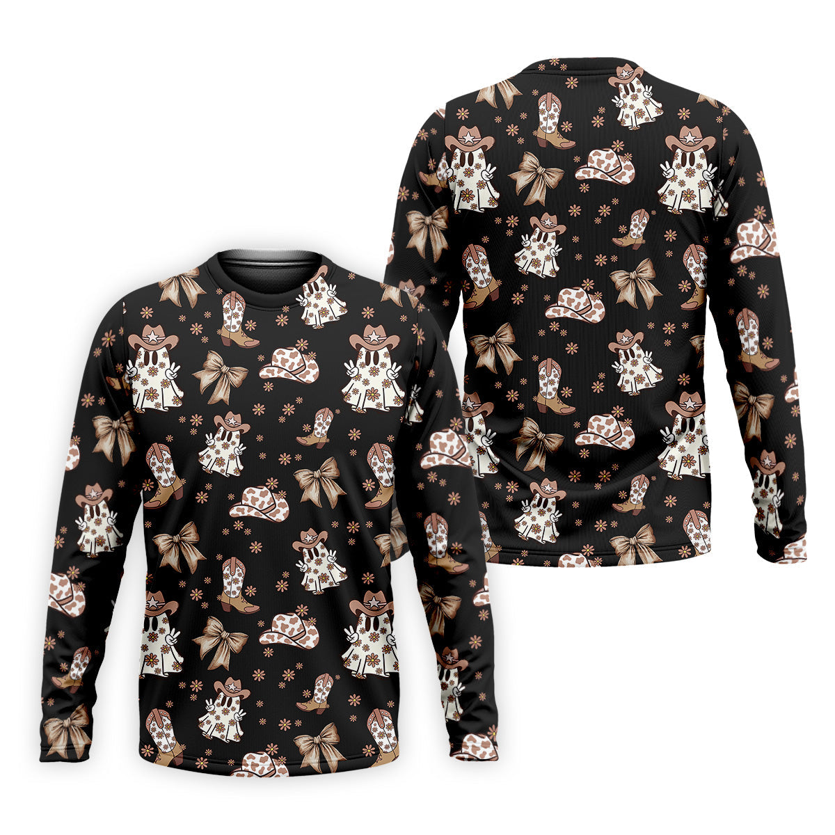 Coquette Halloween Cowboy Ghost Black Fun Golf Shirts For Men, Polo ShirtFor Men, Golfing Apparel