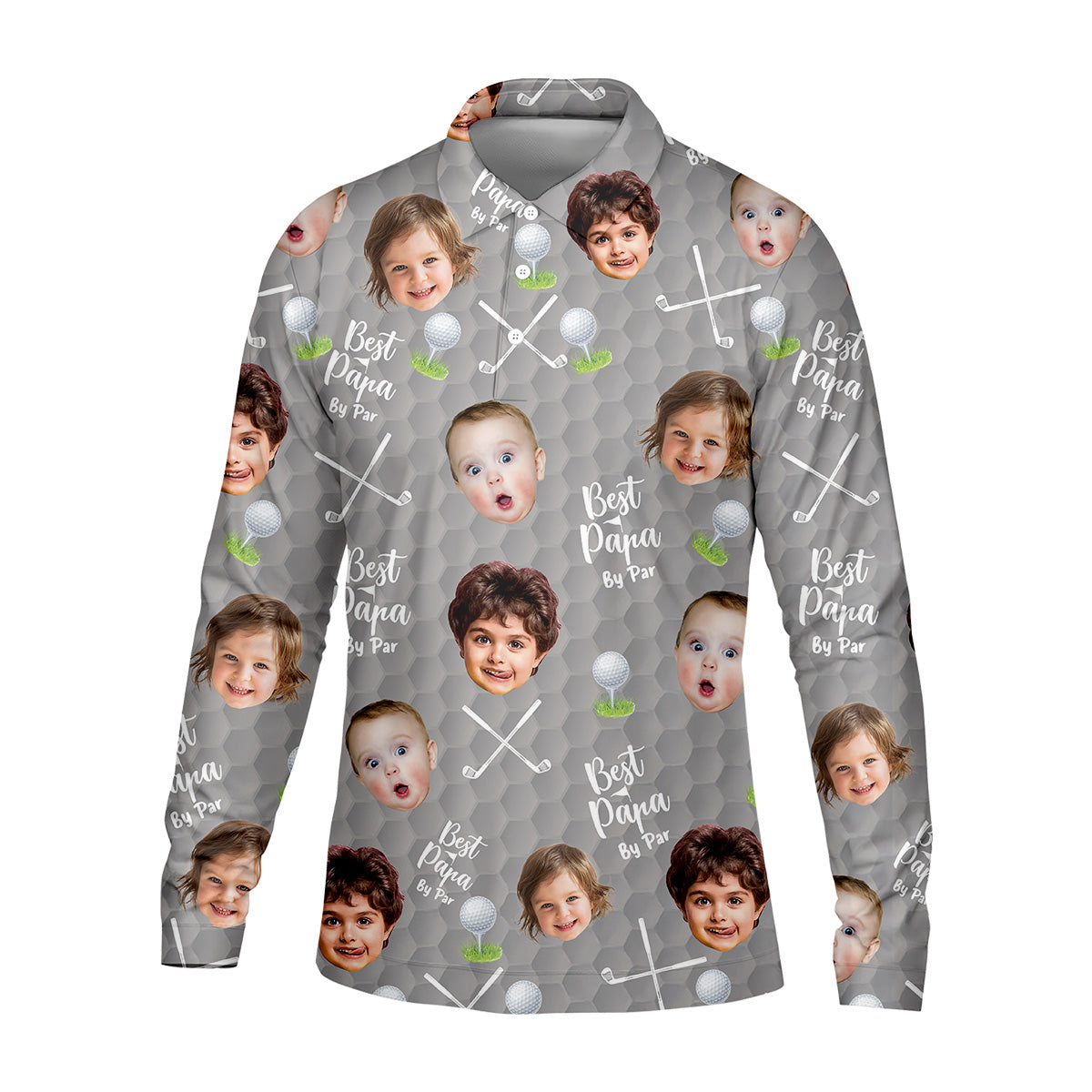 Best Papa By Par Gray Custom Photo Golf Shirt, Funny Golf Shirt, Christmas Golf Gift