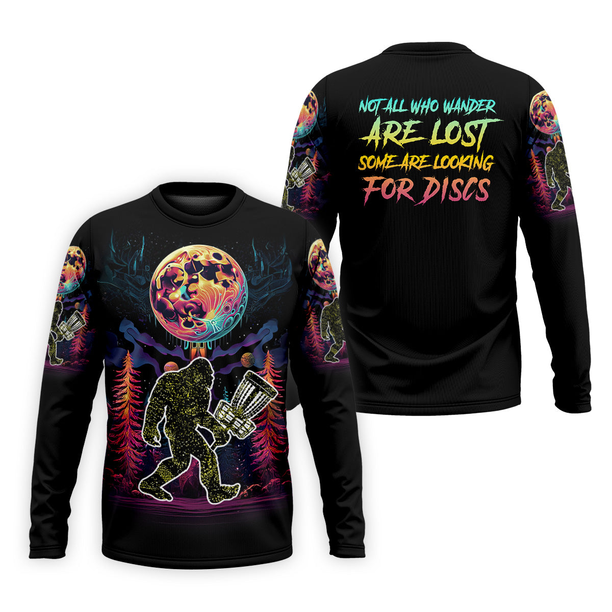 Not All Who Wander Are Lost Bigfoot Discs Golf Men's Golf Polo ShirtMens Golf Gift, Funny Golf Shirt