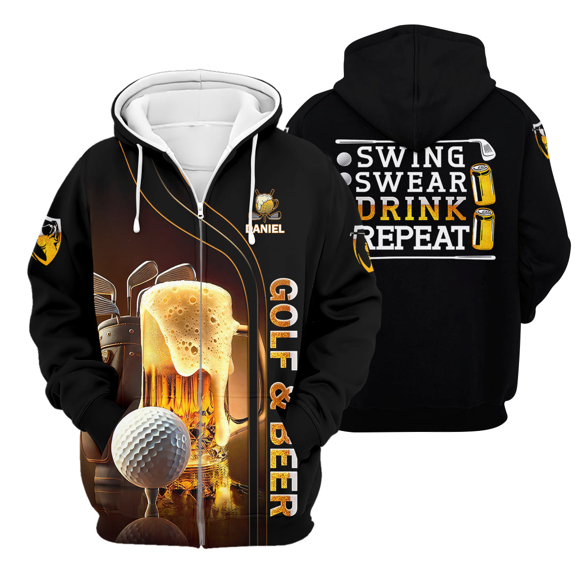 Swing Swear Drink Repeat Funny Golf Polo Shirtens Golf Gift, Golf Lover Gift