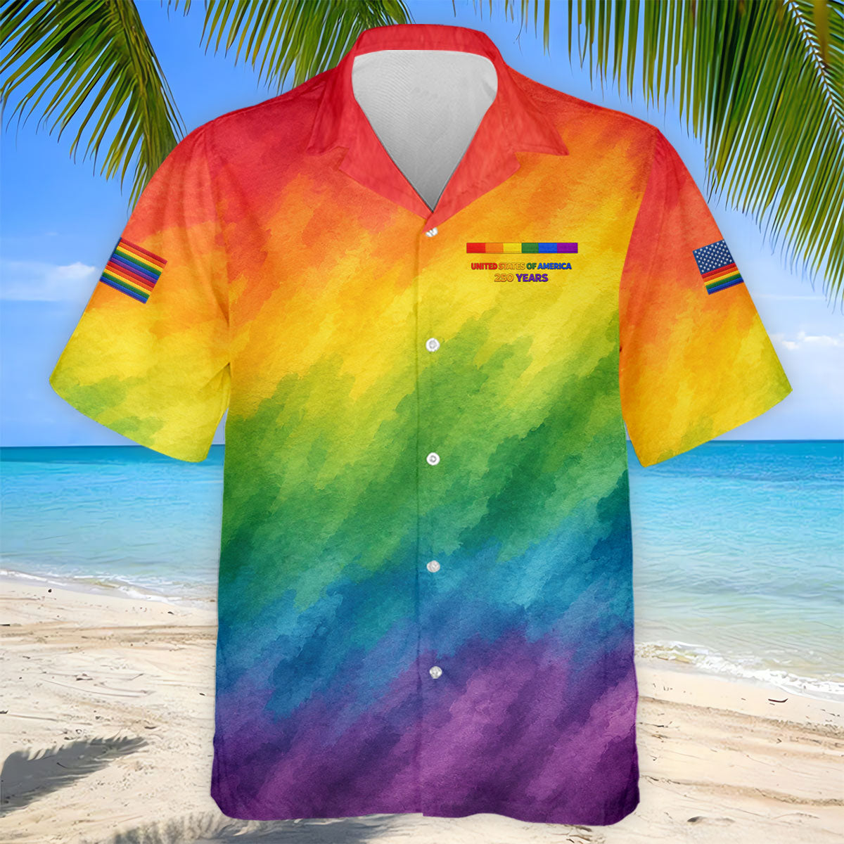 USA 250 Years LGBT Rainbow Golf Tops For Men, LGBT Pride Month Patriotic Golf Shirt