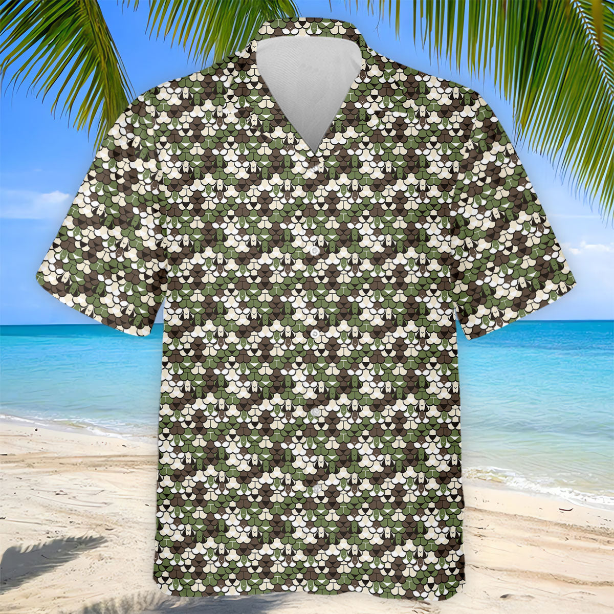 Adult Humor Mermaid Scale Golf Shirt, Woodland Scale Pattern Polo, Polo Shirts For Men