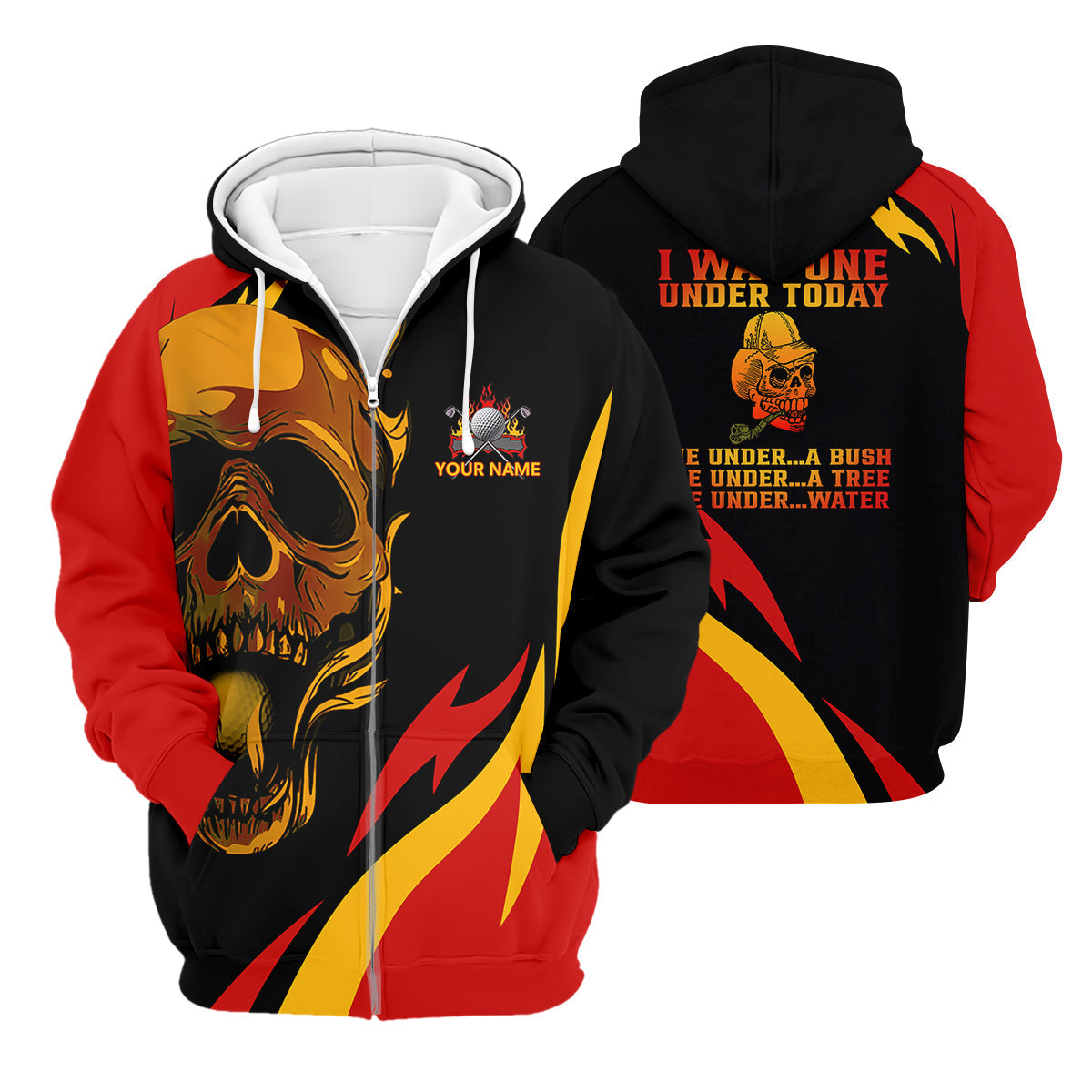 Custom Fire Skull Men's Golf Polo ShirtMens Golf Gift, Funny Golf Shirt