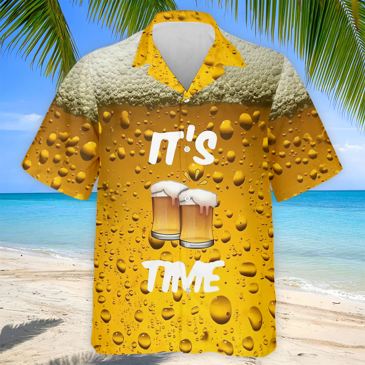 It's Time Golf And Beer Men's Funny Golf Shirts, Hawaiian Golf Shirt, Polo Shirtor Men