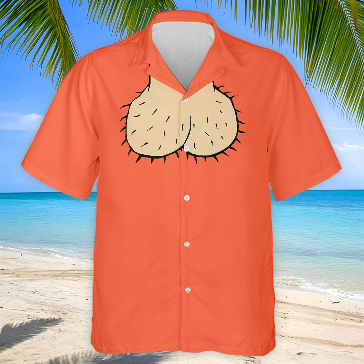 Orange Funny Dickhead Faux Chest Golf Shirt, Golf Shirts For Men, Mens Golf Apparel