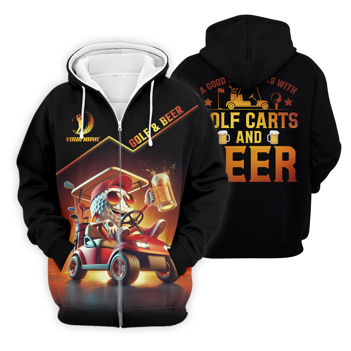 A Good Day Starts With Golf Carts And Beer Funny Golf Polo ShirtChristmas Golf Gift