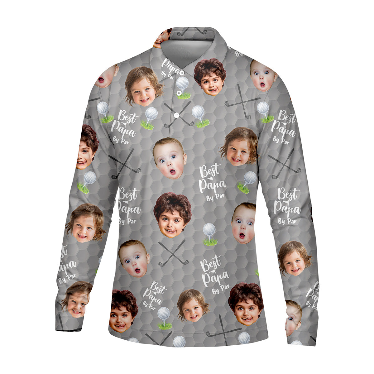 Best Papa By Par Gray Custom Photo Golf Shirt, Funny Golf Shirt, Dad Golf Gifts