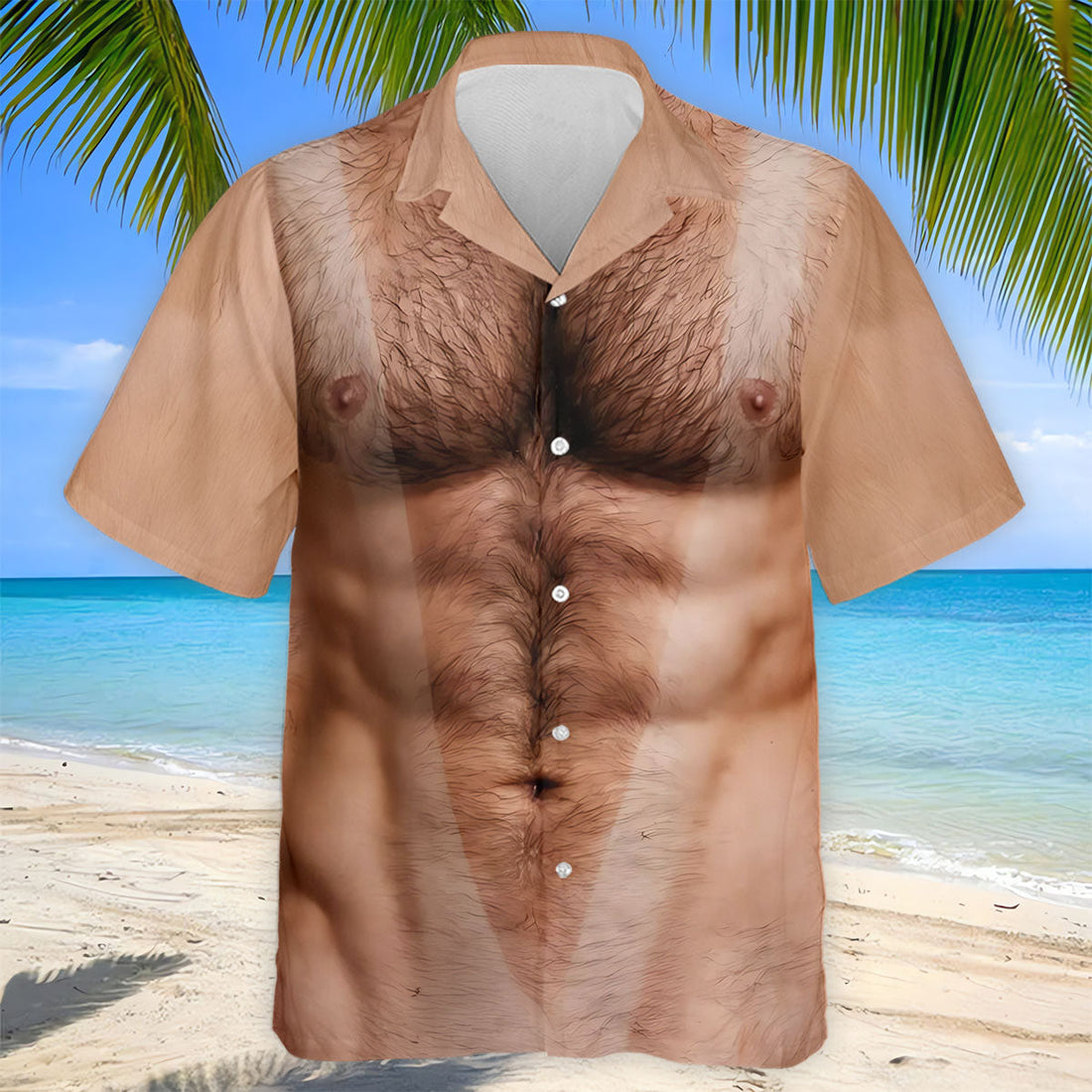Funny Hairy Man Body Illusion Design Hawaiian Golf Shirt, Golf Shirts For Men, Polo Shirts For Men