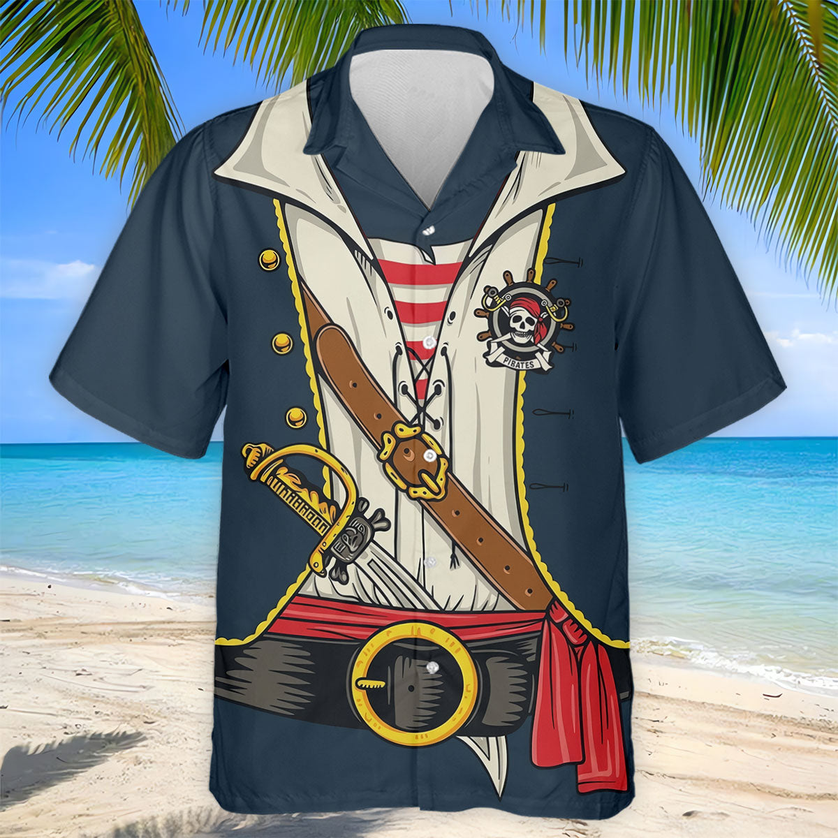 Funny Pirate Costume Hawaiian Golf Shirt, Men's Golf Shirt, Polo Shirts For Men
