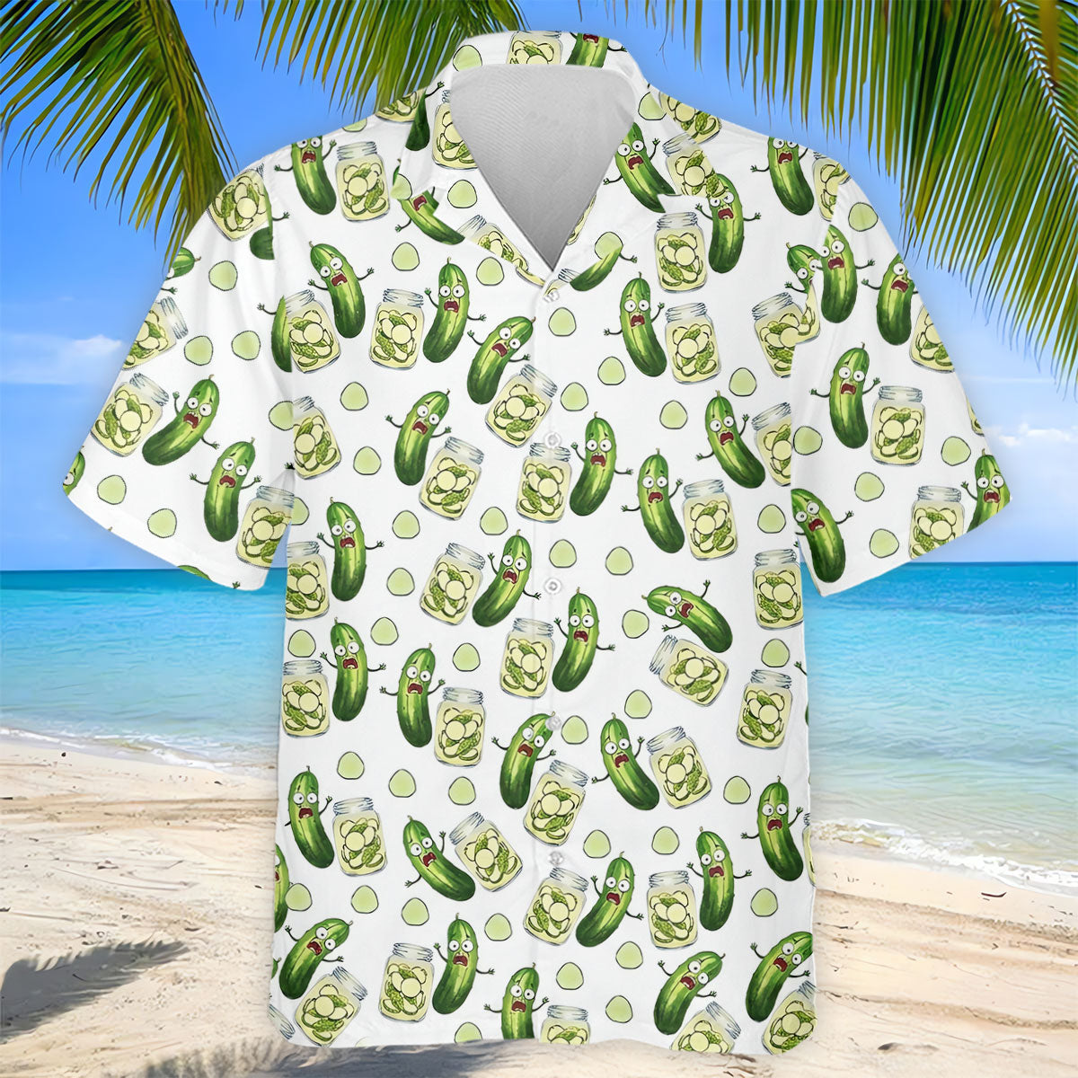 Funny Pickle Hawaiian Golf Shirt, Cartoon Style Men's Golf Shirt, Polo Shirts For Men