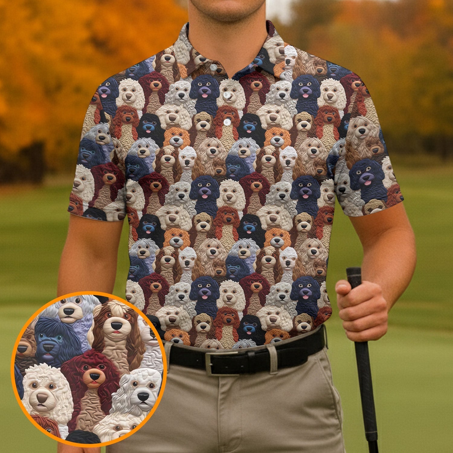 Cartoon Poodle Dog Men's Golf Polo Shirtfts For Dog Lovers, Polo ShirtFor Men