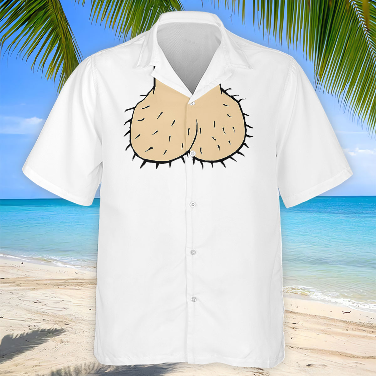 White Funny Dickhead Faux Chest Golf Shirt, Adult Gag Gift Shirt, Rude Humor Shirt