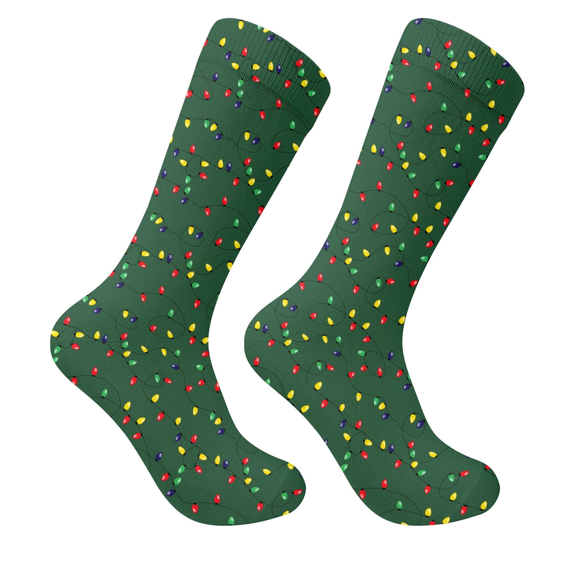 Christmas Colorful Lights Green Golf Socks, Fun Golf Socks, Christmas Golf Socks, Christmas Golf Gift