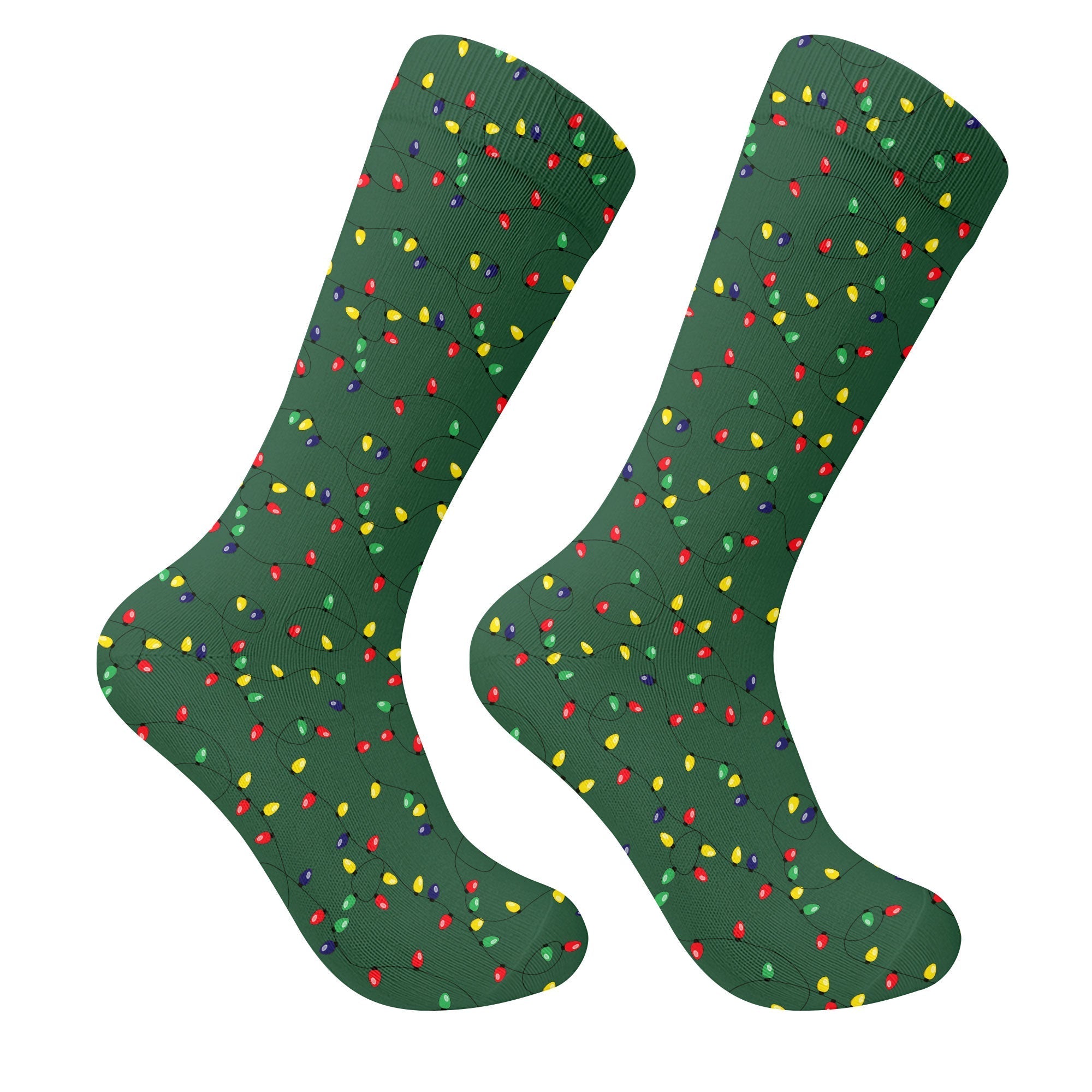 Christmas Colorful Lights Green Golf Socks, Fun Golf Socks, Christmas Golf Socks, Christmas Golf Gift