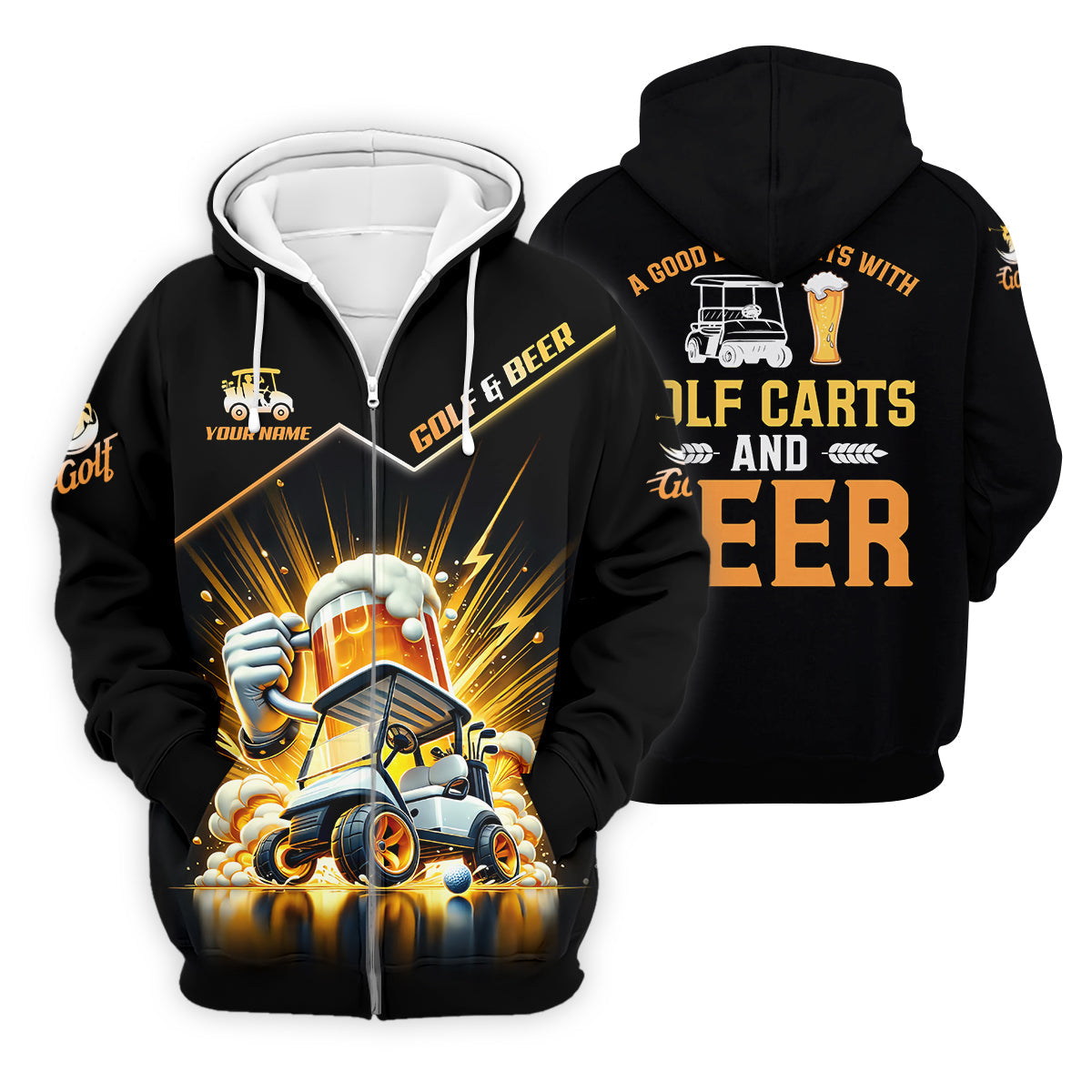 A Good Day Starts With Golf Carts And Beer Custom Funny Golf Polo Shirtad Golf Gifts