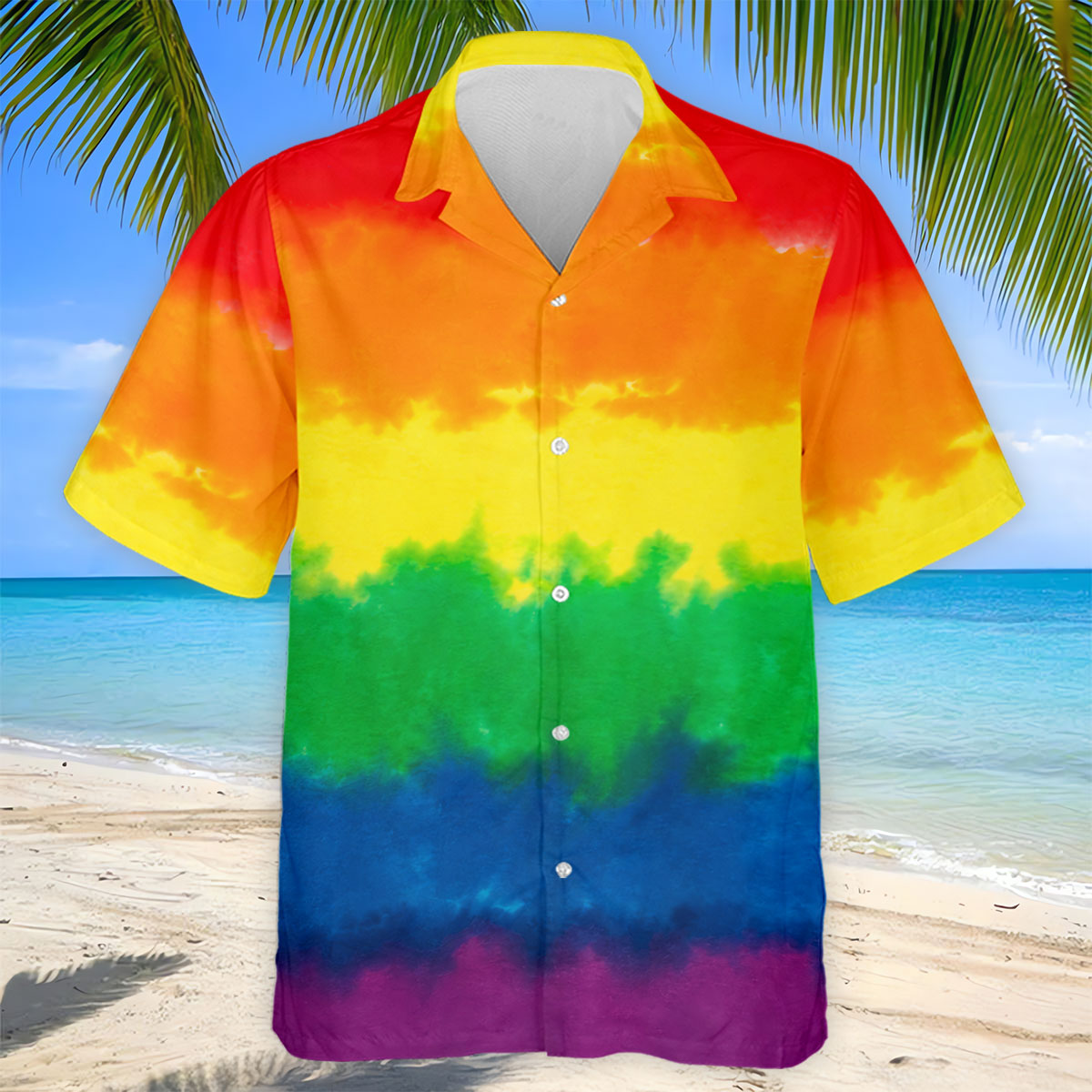 LGBT Rainbow Pride Month Celebrate Tie-Dye Print Golf Tops For Men, Pride Colors Golf Shirts For Men