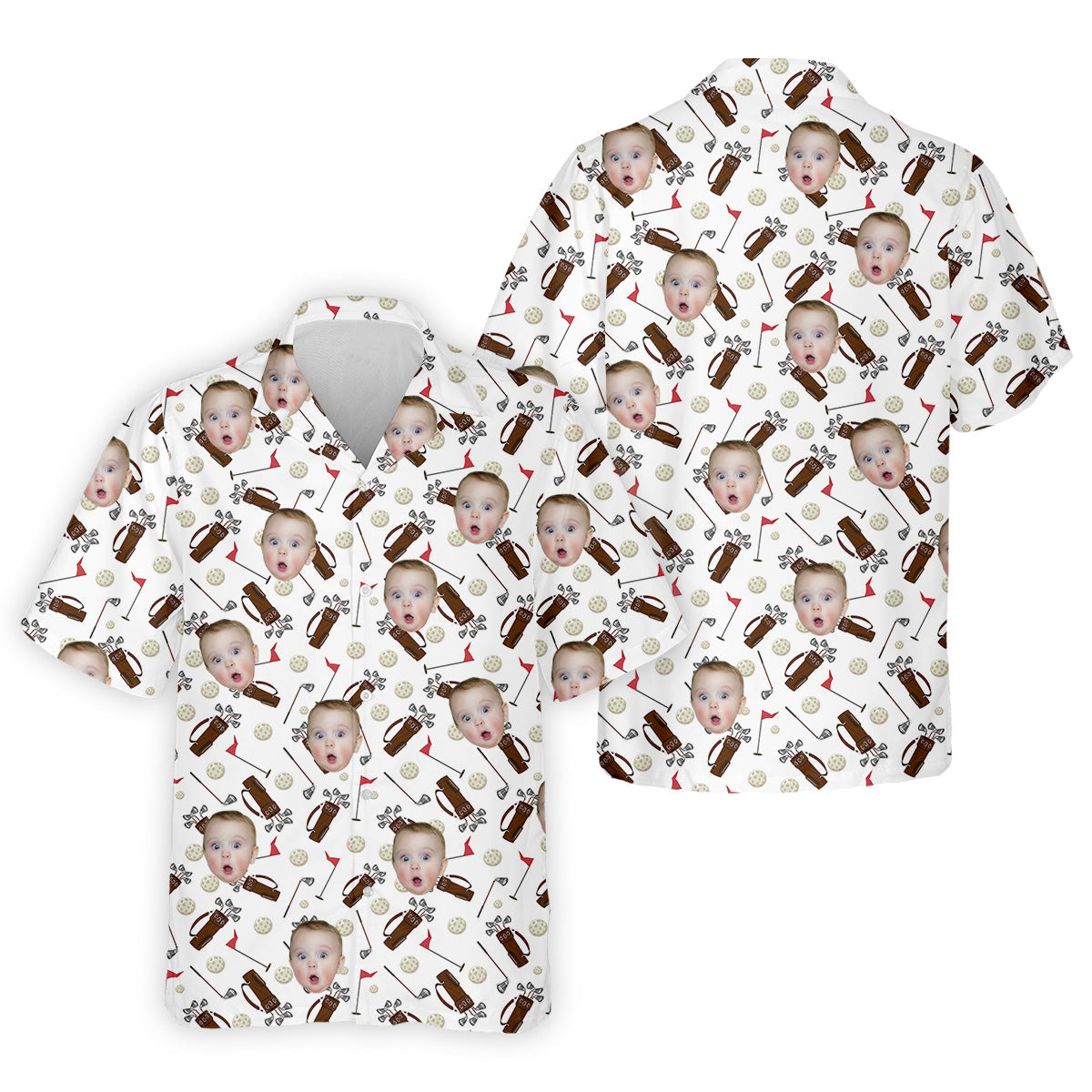 Custom Shirts With Faces, Funny Golf Polo ShirtGolf Gifts For Dad, Christmas Golf Gift