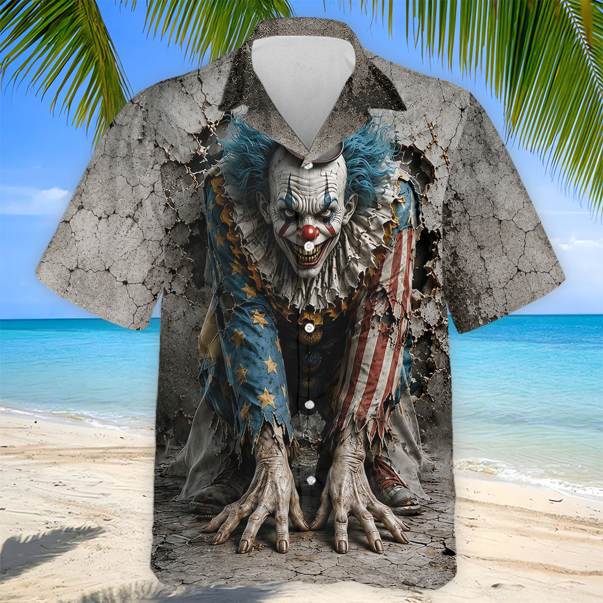 Cracked Wall Horror Character Halloween Shirt, Printed Golf Shirts, Golf Polo Shirts For Men