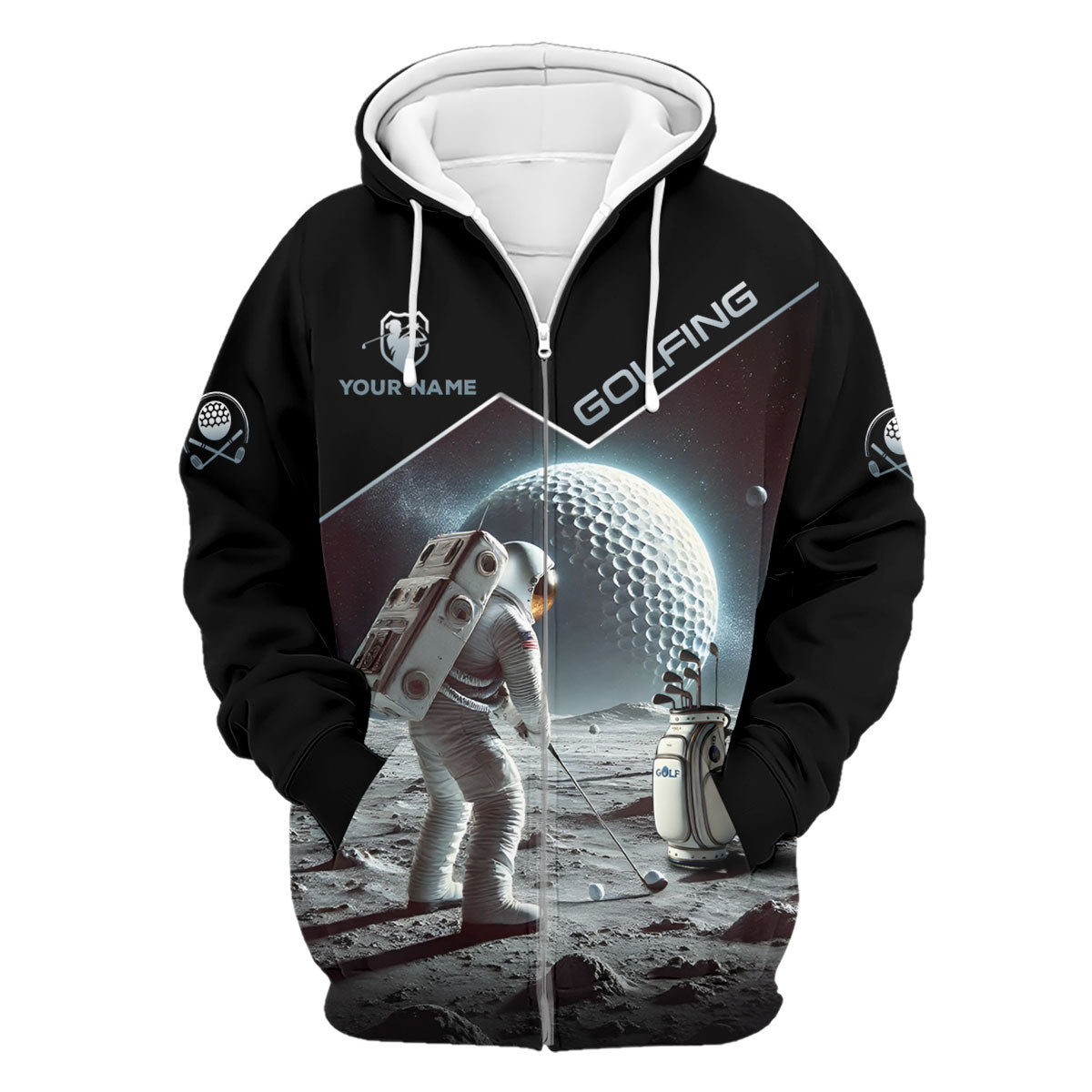 Outer Space Personalized Funny Men's Golf Polo ShirtChristmas Golf Gift