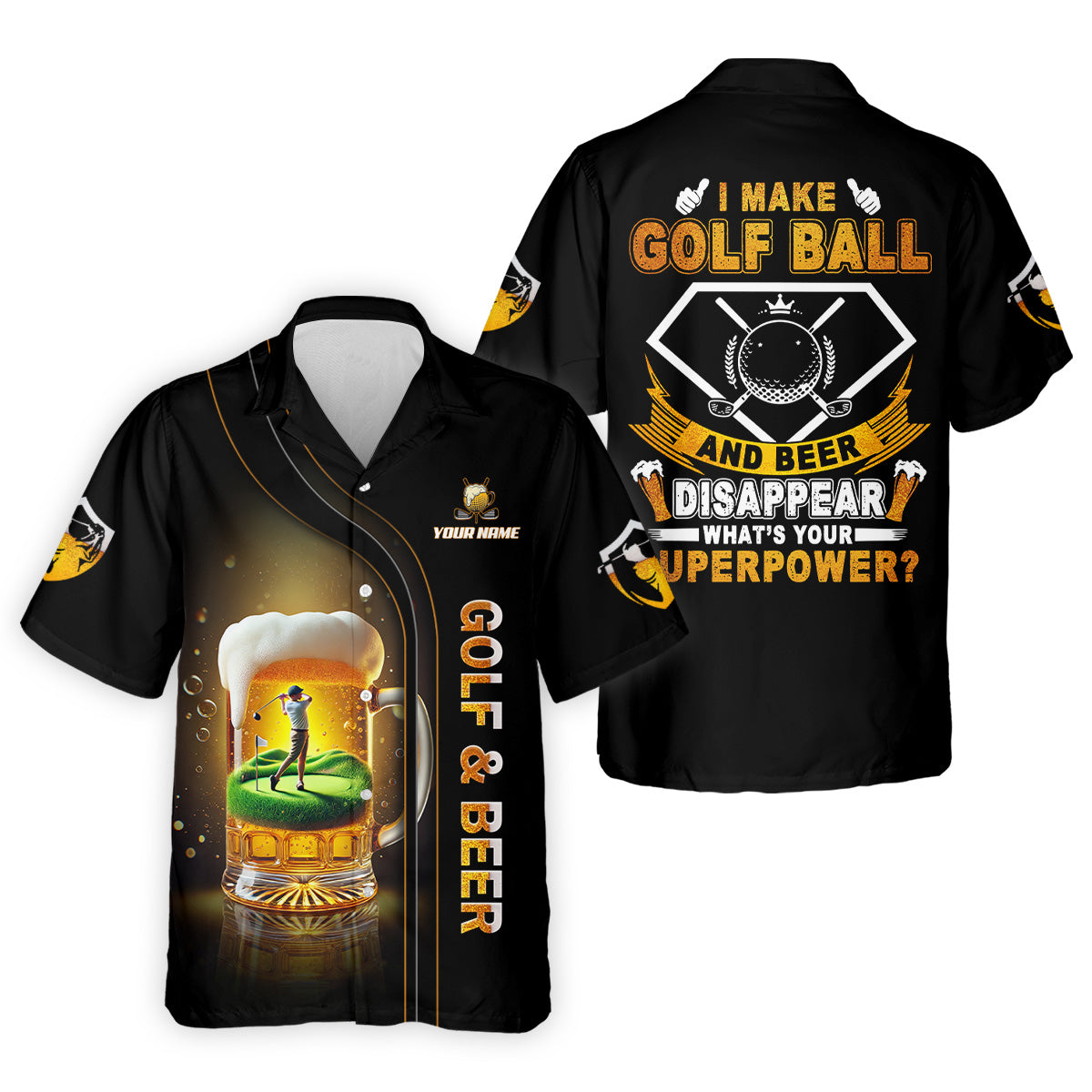 I Make Golf Ball And Beer Custom Men's Golf Polo ShirtFunny Golf Shirt, Dad Golf Gift