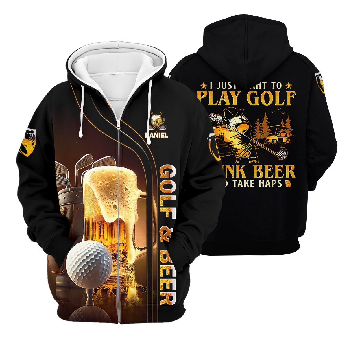 I Just Wanna Play Golf And Drink Beer Custom Golf Polo ShirtMens Golf Gift, Golf Lover Gift