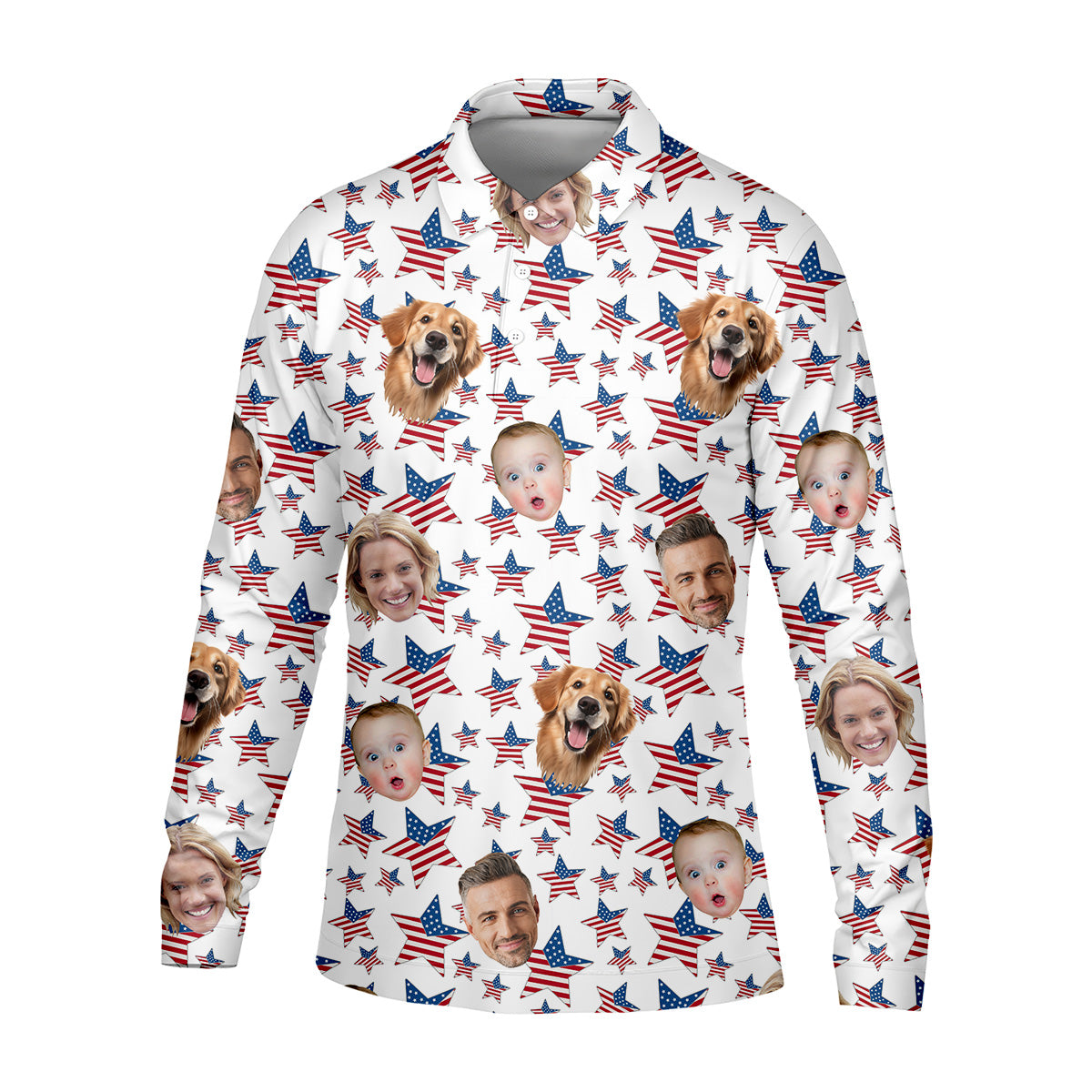 American Flag Golf Shirt, Custom Shirts With Faces, Men's Golf Polo Shirtny Fourth Of July Shirts